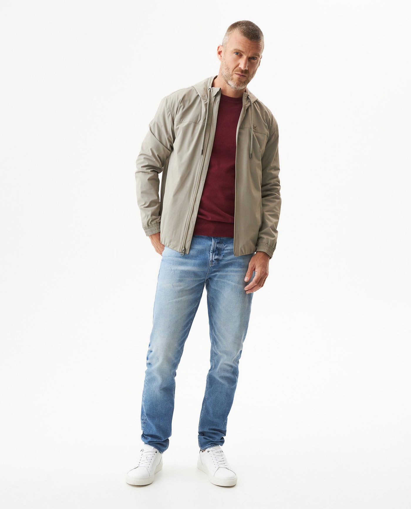 Men's Windbreaker Jacket in Nylon Stretch Blend, Tidewater - 3