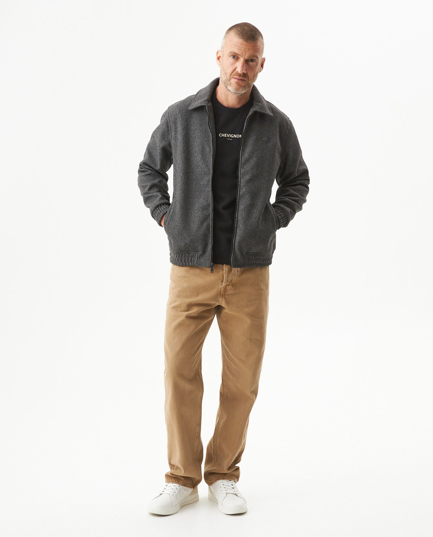 Men's Peach Touch Aviator Jacket in Polyester, Mariner - 3