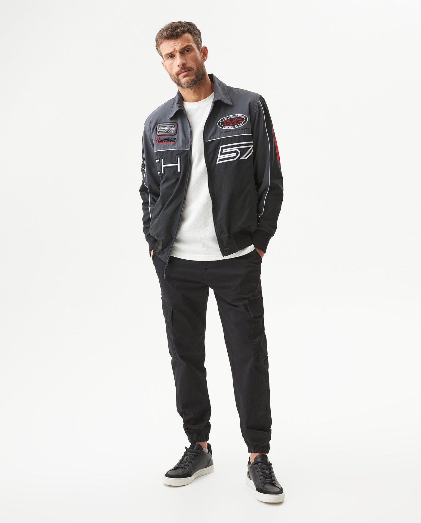 Men's Racing Aviator Jacket in Polyester-Cotton Blend - 3