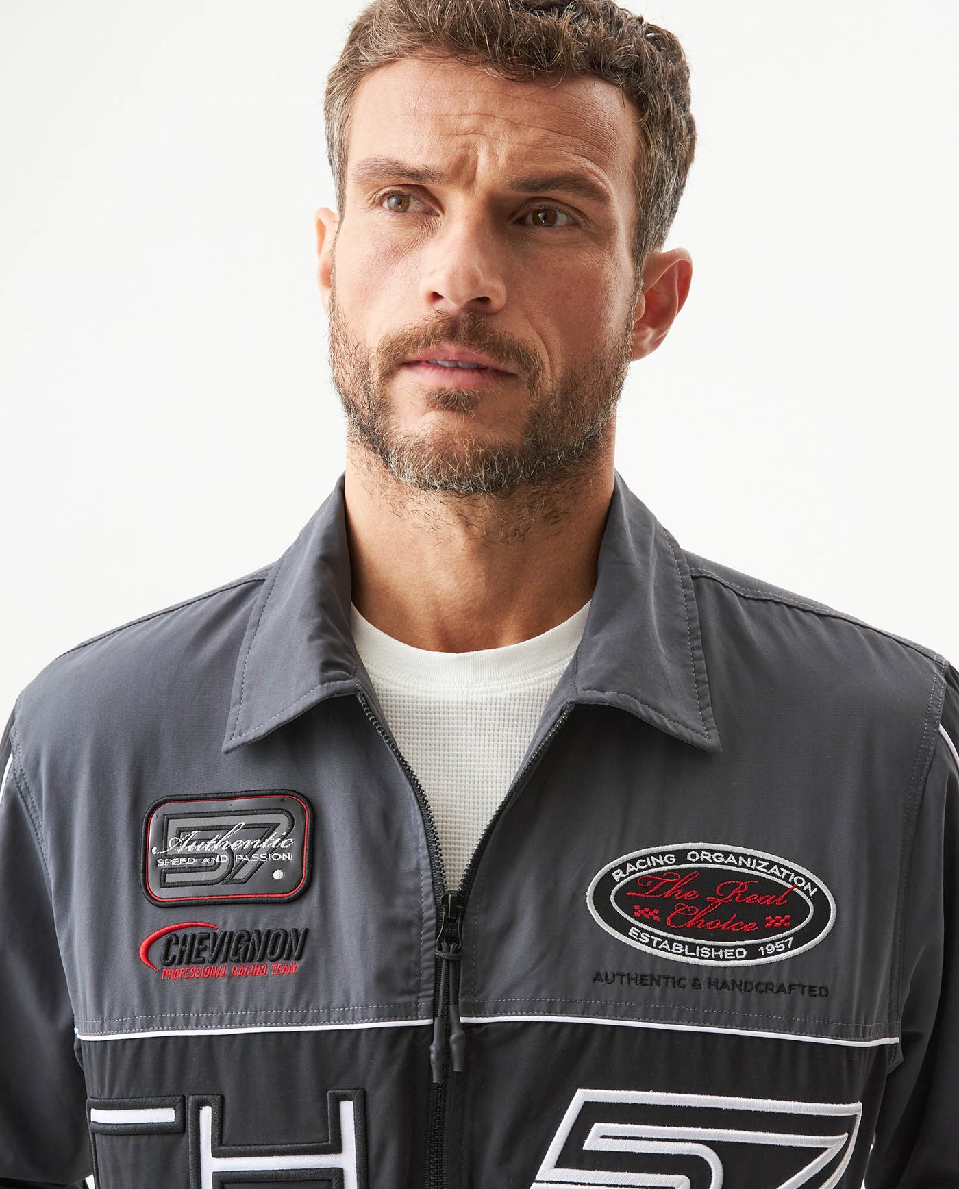 Men's Racing Aviator Jacket in Polyester-Cotton Blend - 4