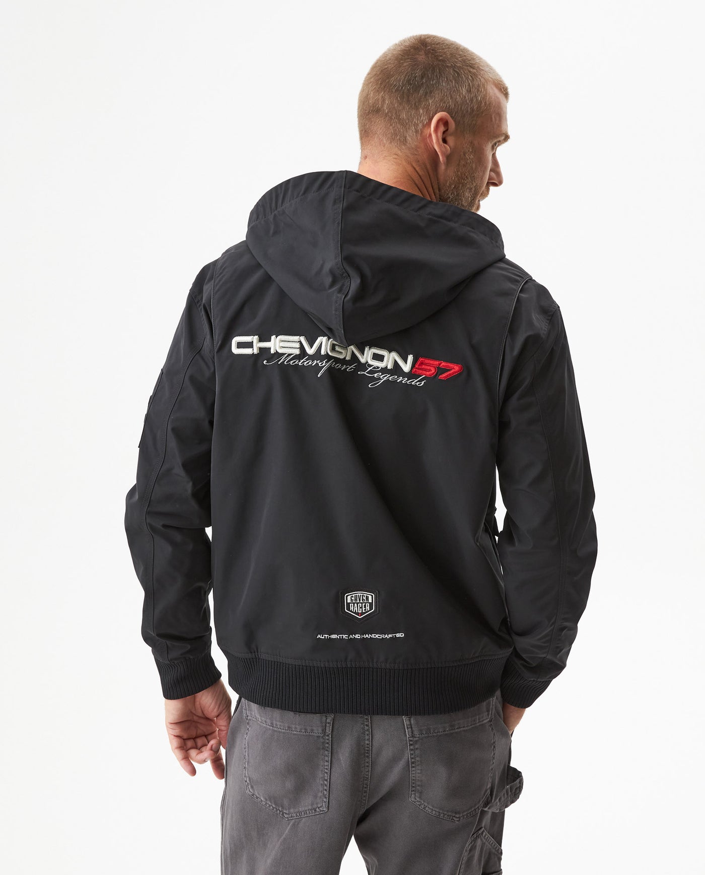 Men's Racing Bomber Jacket with Hood in Polyester - 5