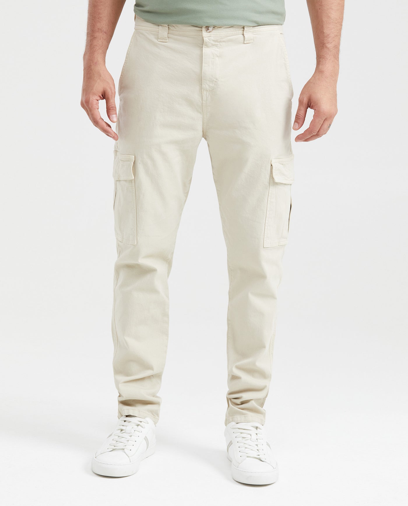 Men's Regular Fit Cargo Pants Wide Leg Diagonal Pockets Cotton-Elastane - 1