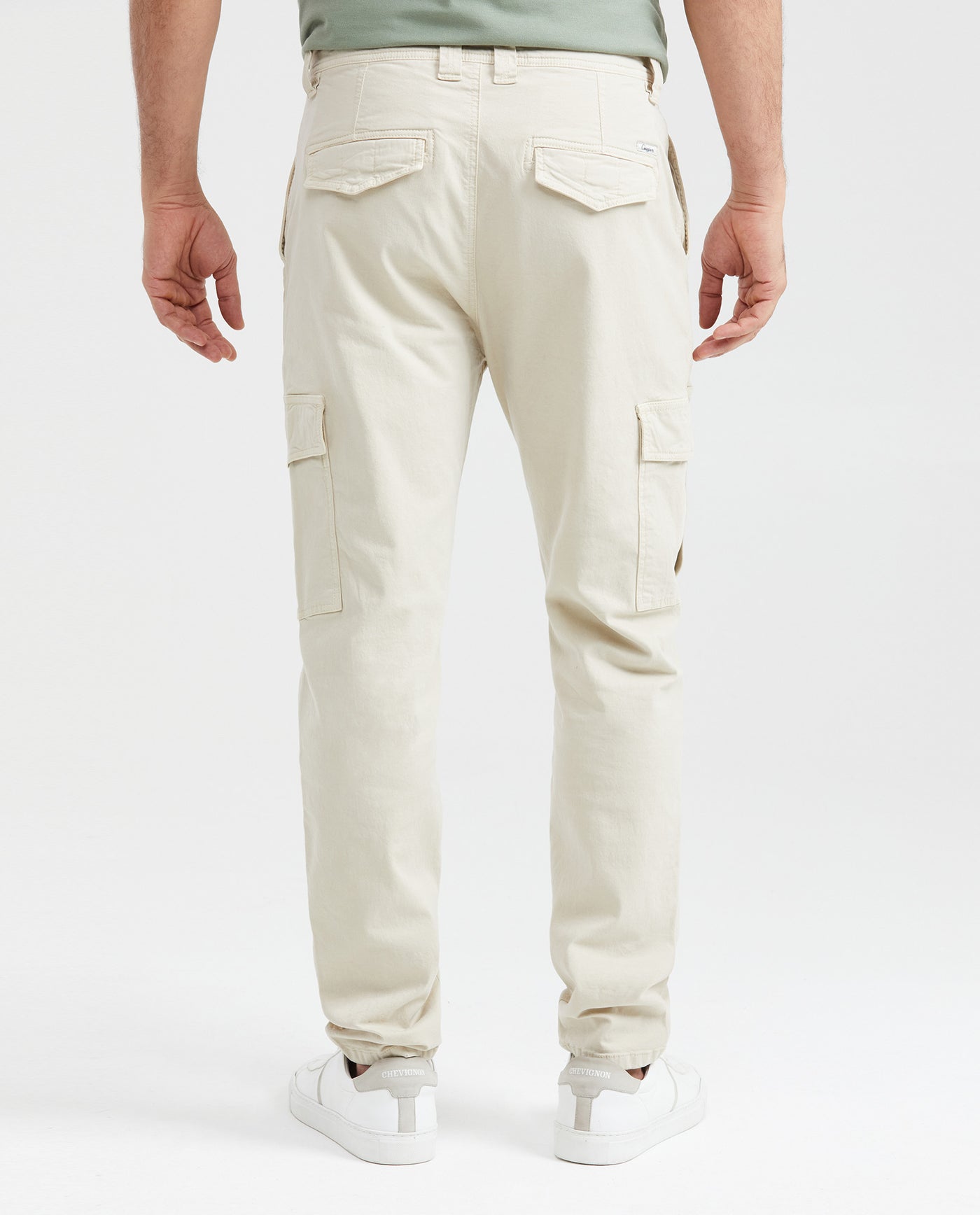 Men's Regular Fit Cargo Pants Wide Leg Diagonal Pockets Cotton-Elastane - 3