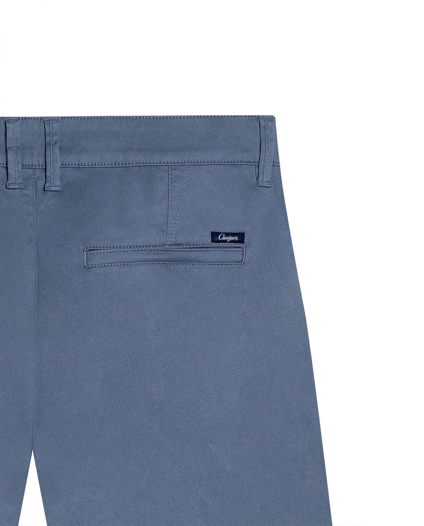 Mens Chino Pants Mid Rise Bootcut Cotton Elastane Piping Pockets Buttons Label Over Piping - Blue 63_631H000_AZU184215_6