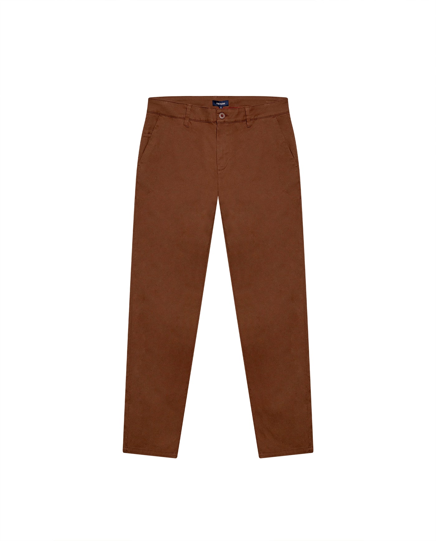Mens Chino Pants Mid Rise Bootcut Cotton Elastane Piping Pockets Buttons Label Over Piping - Brown 63_631H000_CAF181031_0