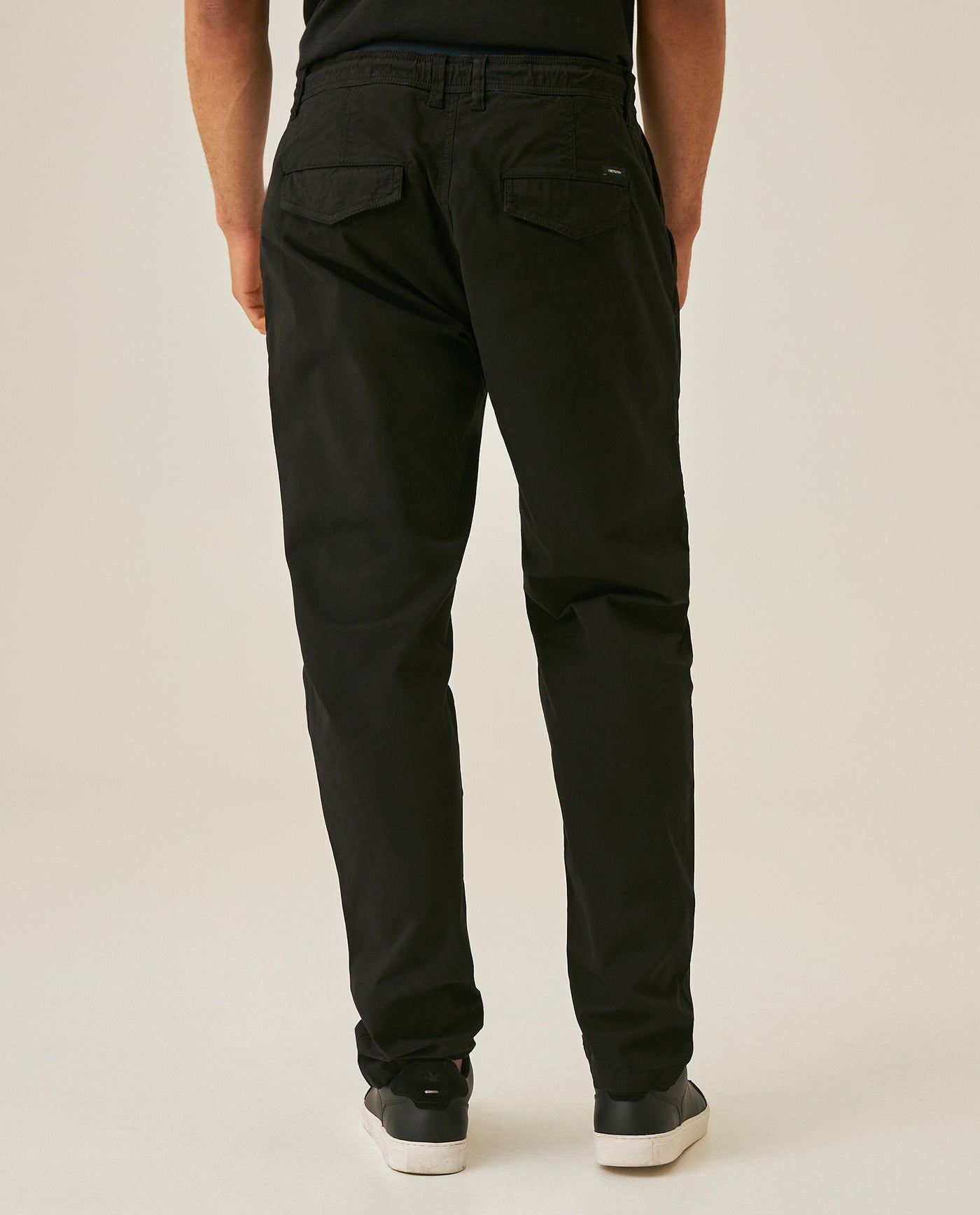 Mens Jogger Pants Mid Rise Cotton Elastane Papery Finish Cool Touch Elastic Waist Drawstring Hidden Snap - Black 63_631H001_NEG194007_6