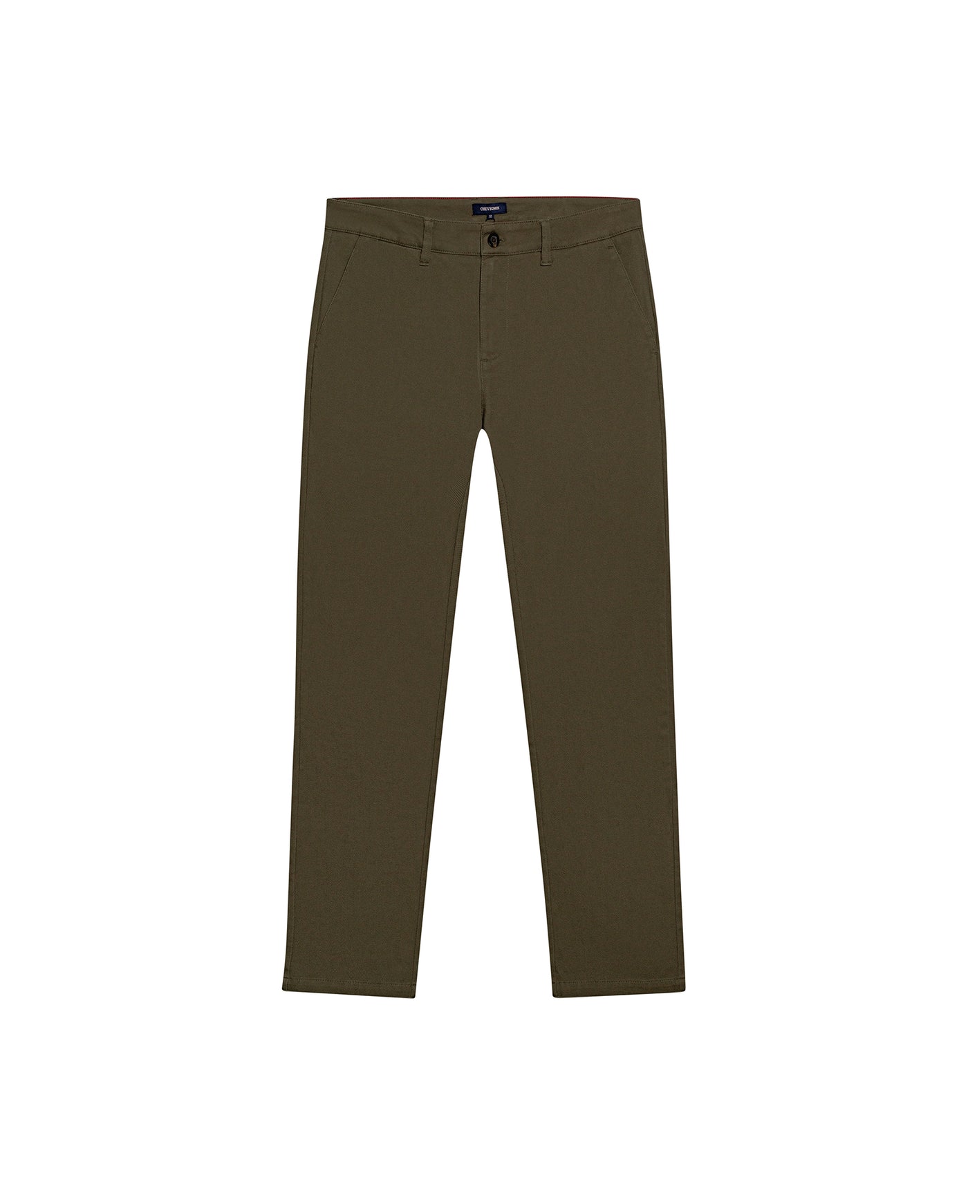 Mens Chino Pants Regular Fit Cotton Elastane Micro Piqué Structure Printed Duck Lining Exposed Button Piping - Green 63_631H002_VER190414_3