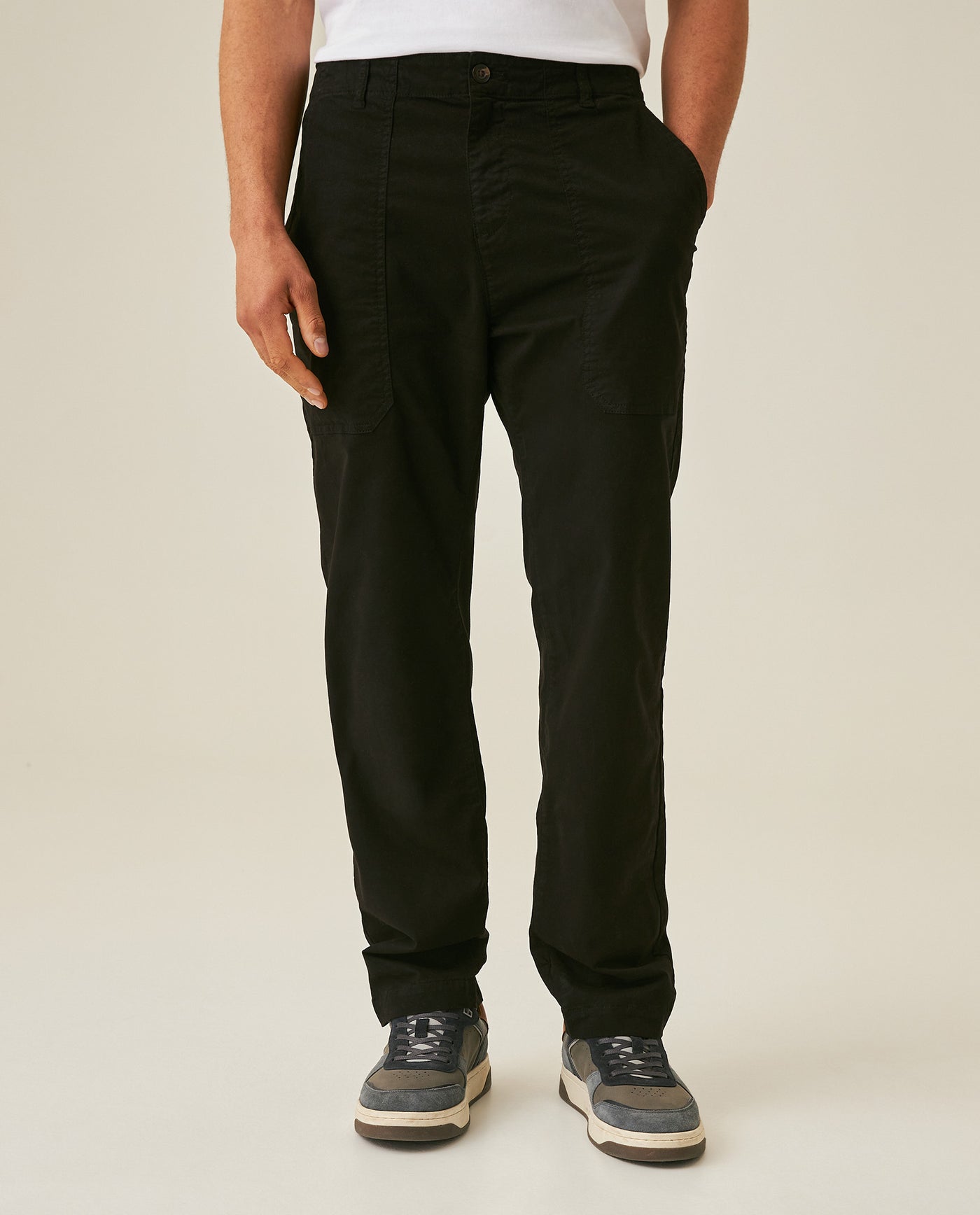 Mens Carpenter Pants Mid Rise Cargo Silhouette Cotton Tencel Elastane Functional Front Carpenter Pocket - Black 63_631H005_NEG194007_0