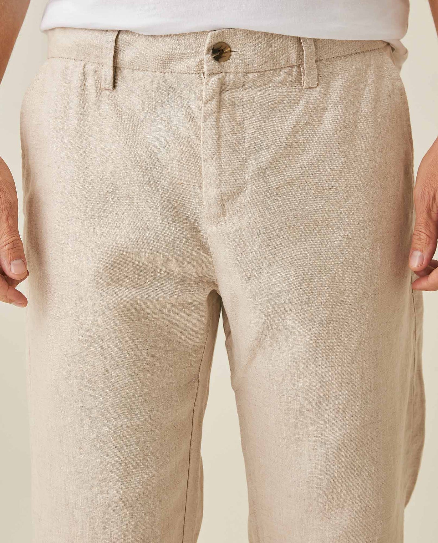 Mens Rodeo Pants Straight Fit Relaxed Mid Rise Linen Pure Piping Pockets Leather Label - Gray 63_631H702_GRI146305_5