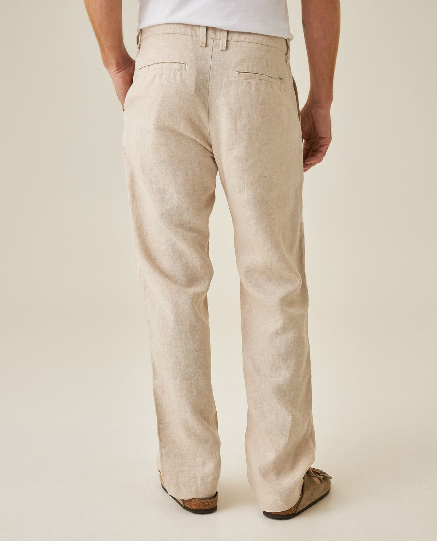 Mens Rodeo Pants Straight Fit Relaxed Mid Rise Linen Pure Piping Pockets Leather Label - Gray 63_631H702_GRI146305_6