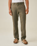 Men's Rodeo Pants Straight Fit Relaxed Mid Rise Linen Pure Piping Pockets Leather Label - Gray