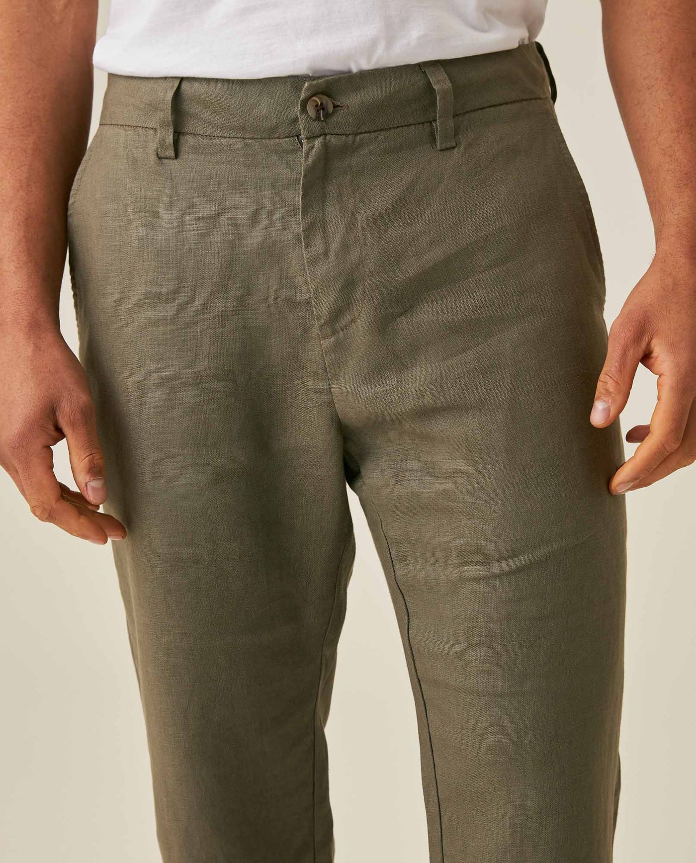 Mens Rodeo Pants Straight Fit Relaxed Mid Rise Linen Pure Piping Pockets Leather Label - Gray 63_631H702_GRI180513_5