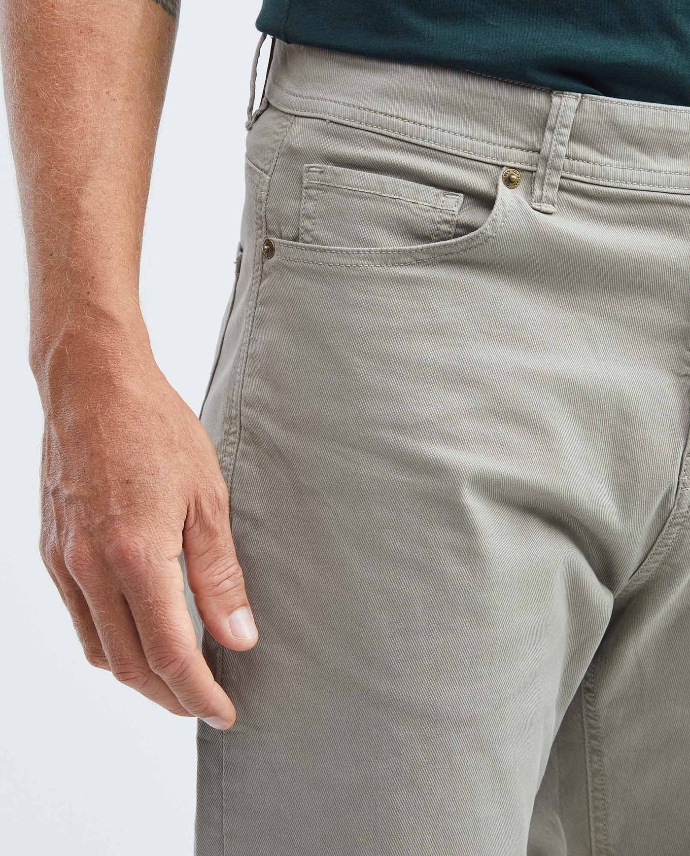 Men's 5-Pocket Dyed Pants Leather Label Rivets Cotton Stretch - 3