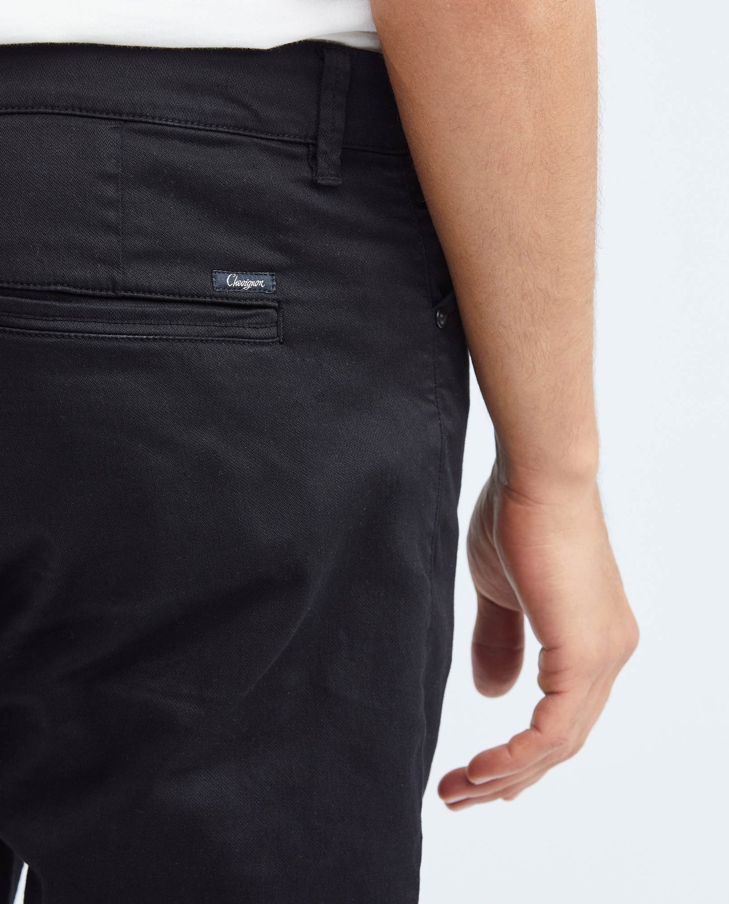 Men's Pants, Slim Fit Straight Leg - Micro Herringbone Texture - Black - 6