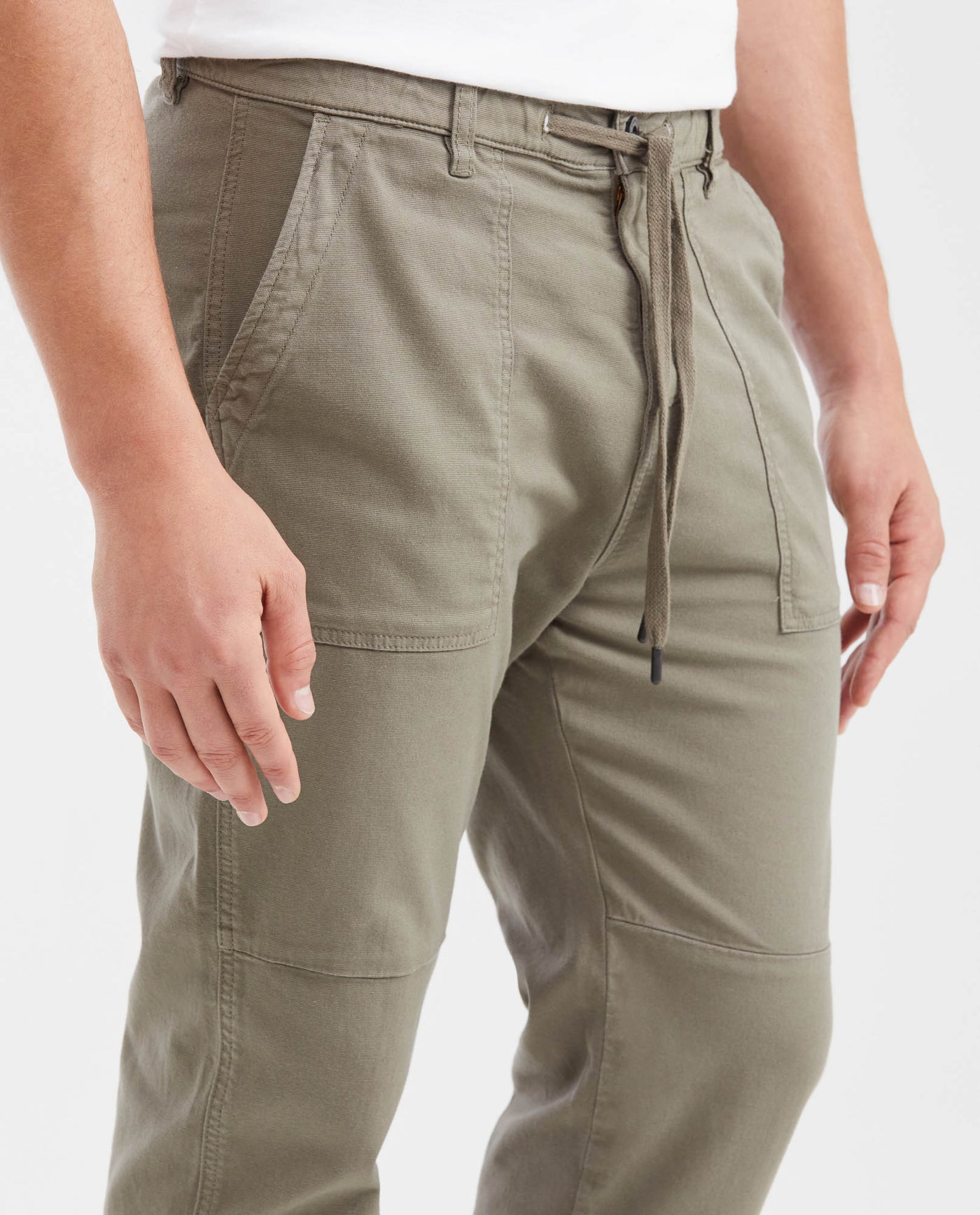 Men's Cargo-Inspired Canvas Jogger Pants with Elastic Waist - 3