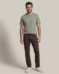 Men's Medium Rise 5-Pocket Relaxed Boot Pants with Peach Touch and Reserve Dye in Cotton-Elastane