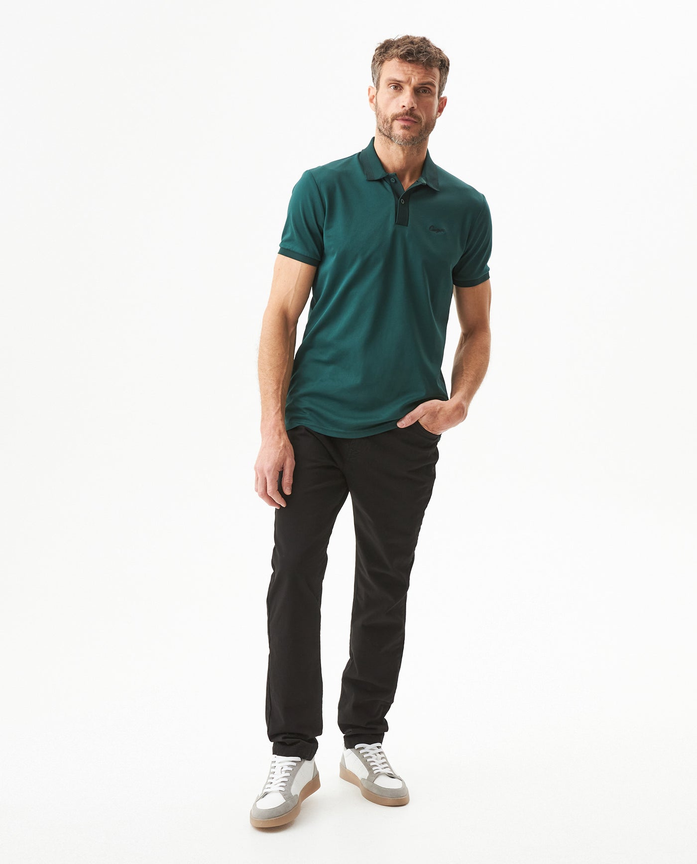 Men's Pants Regular Fit Mid Rise 5-Pocket in Cotton Stretch Blend, Glow - 3