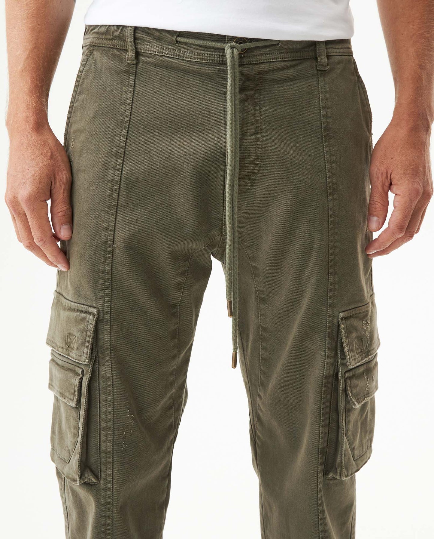 Men's Cargo Bootcut Mid Rise Pants in Cotton Stretch Blend, Seaport - Green - 5