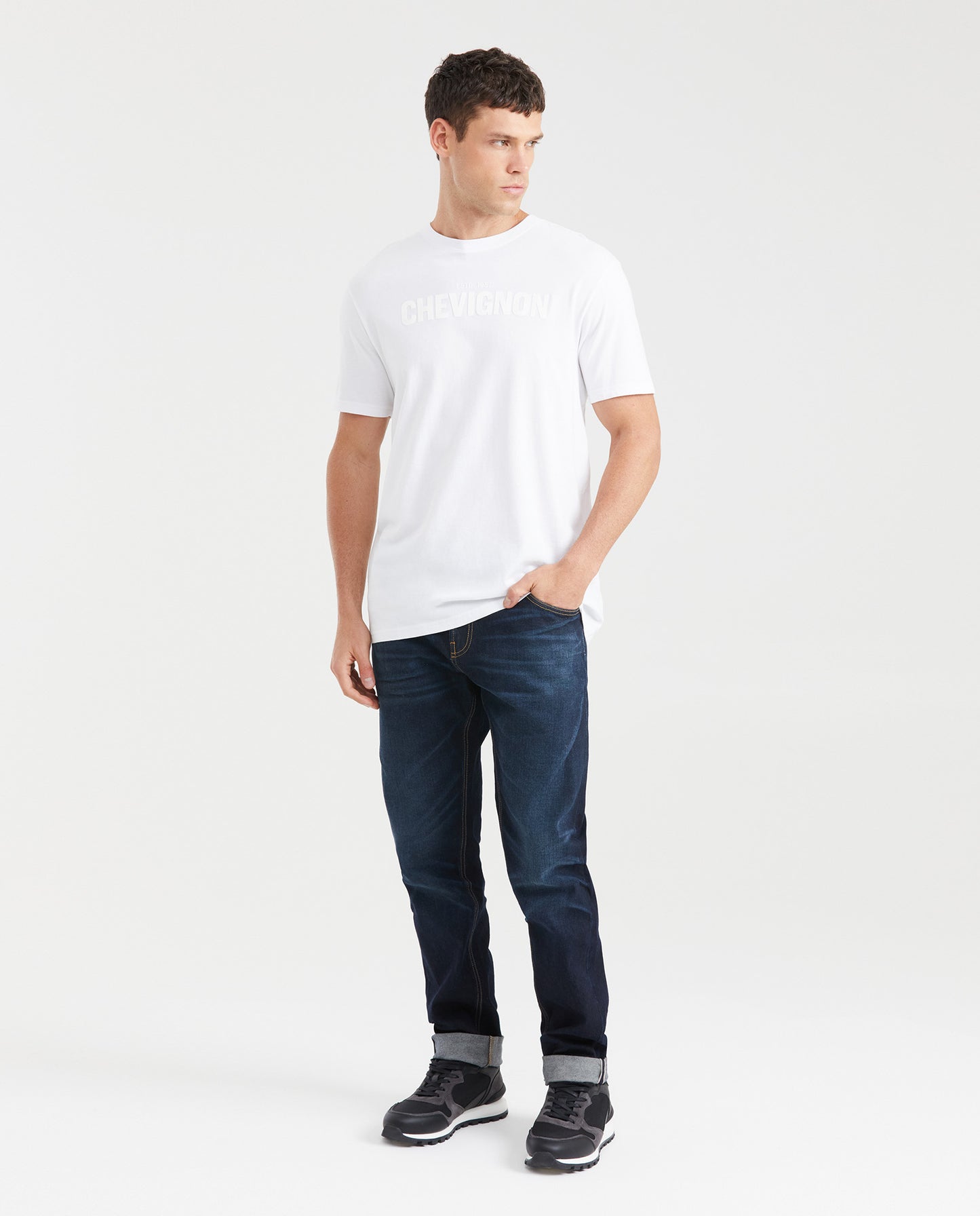 Men's Slim Fit Printed Round Neck T-shirt - White - 5