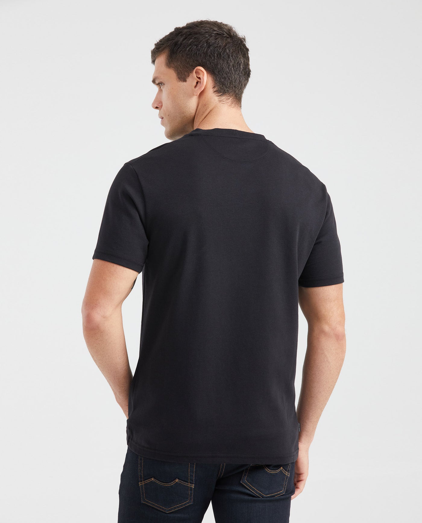 Men's Slim Fit T-Shirt Embroidered Front Graphic Ribbed Neck 100% Cotton - 3