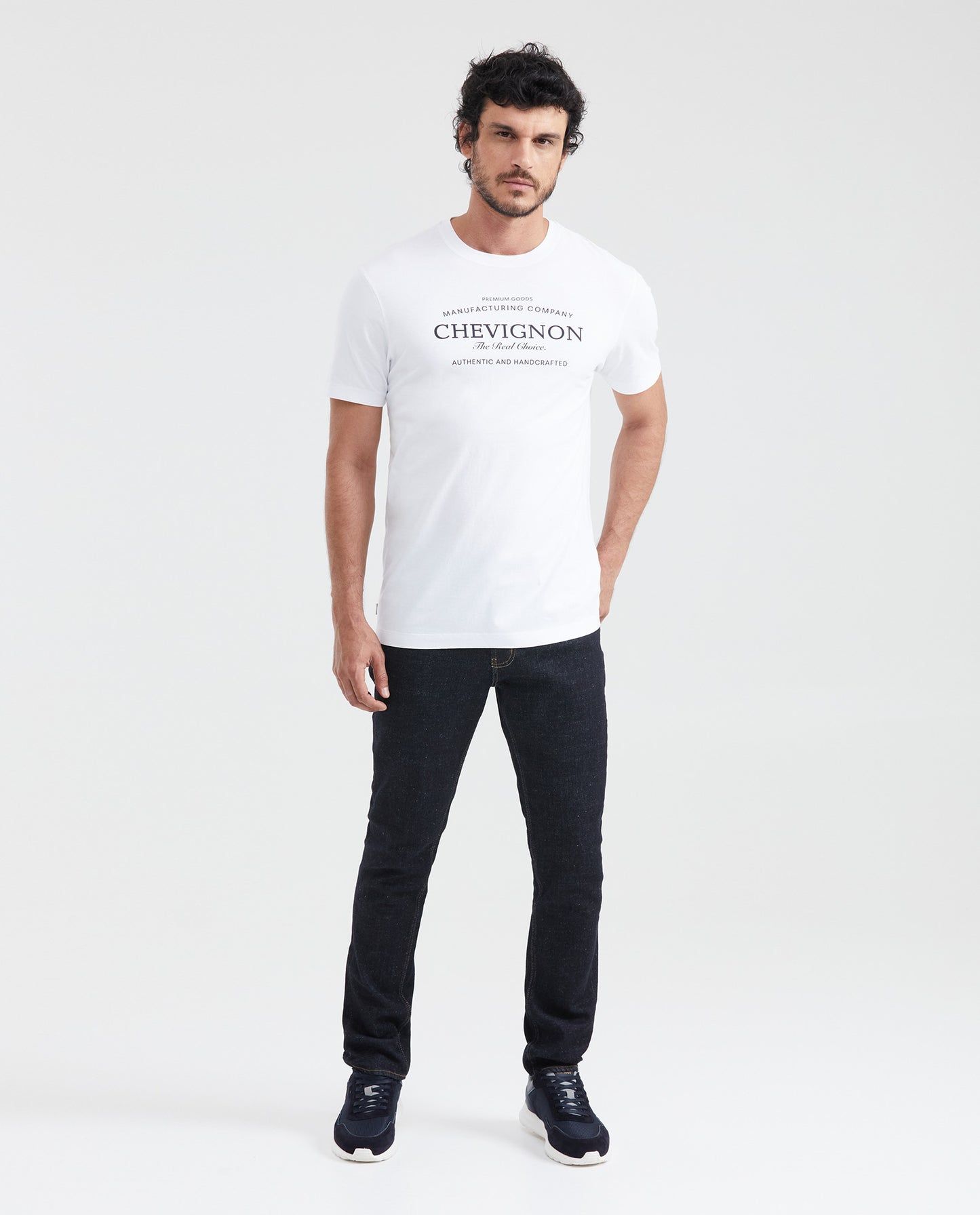 Men's Classic Fit Printed Crew Neck T-shirt - White - 5