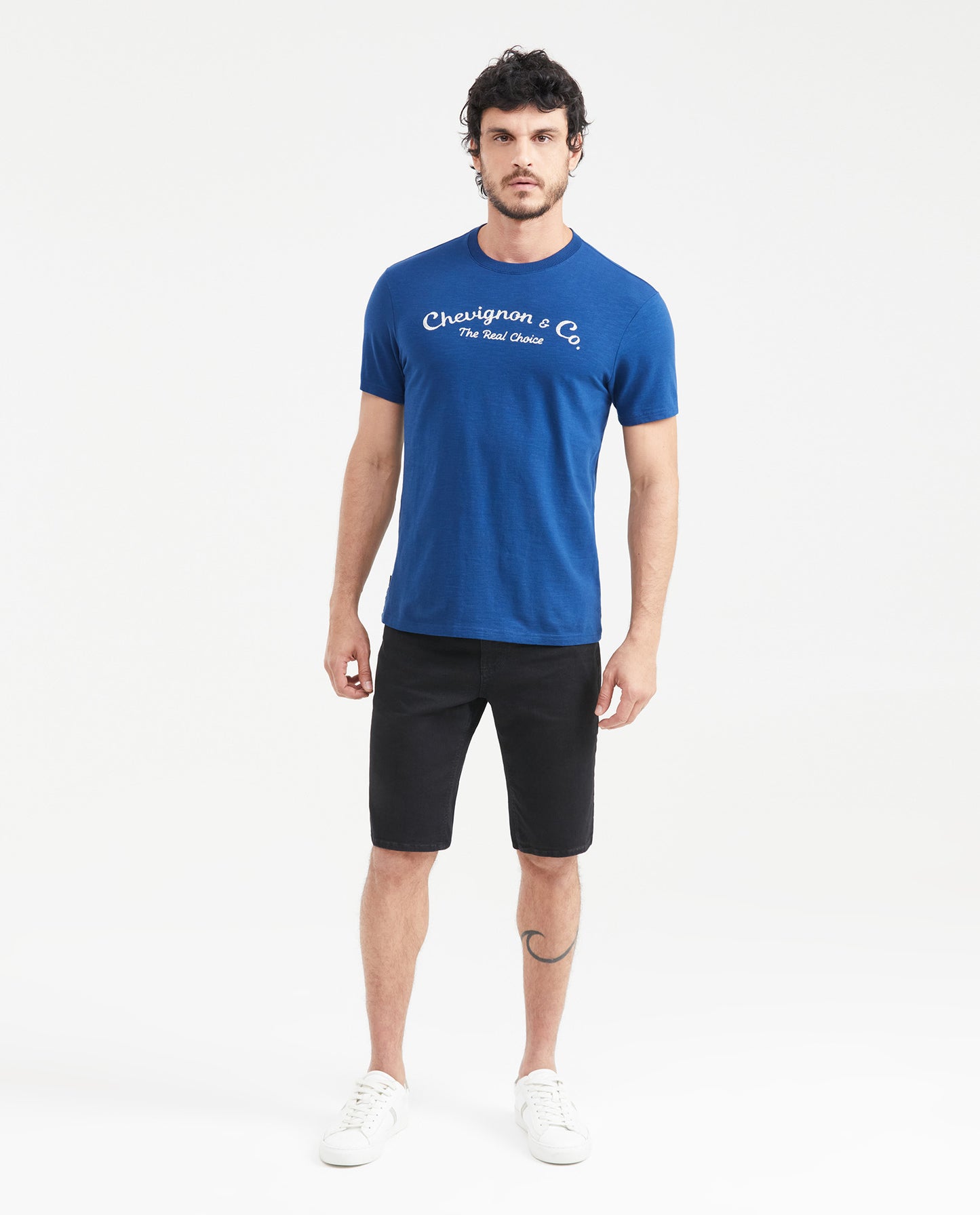 Men's Slim Fit Round Neck Embroidered T-shirt - Blue - 5