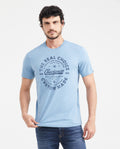 Men's T-Shirt Classic Fit Printed Crew Neck - Blue
