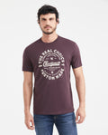Men's T-Shirt Classic Fit Printed Crew Neck - Purple