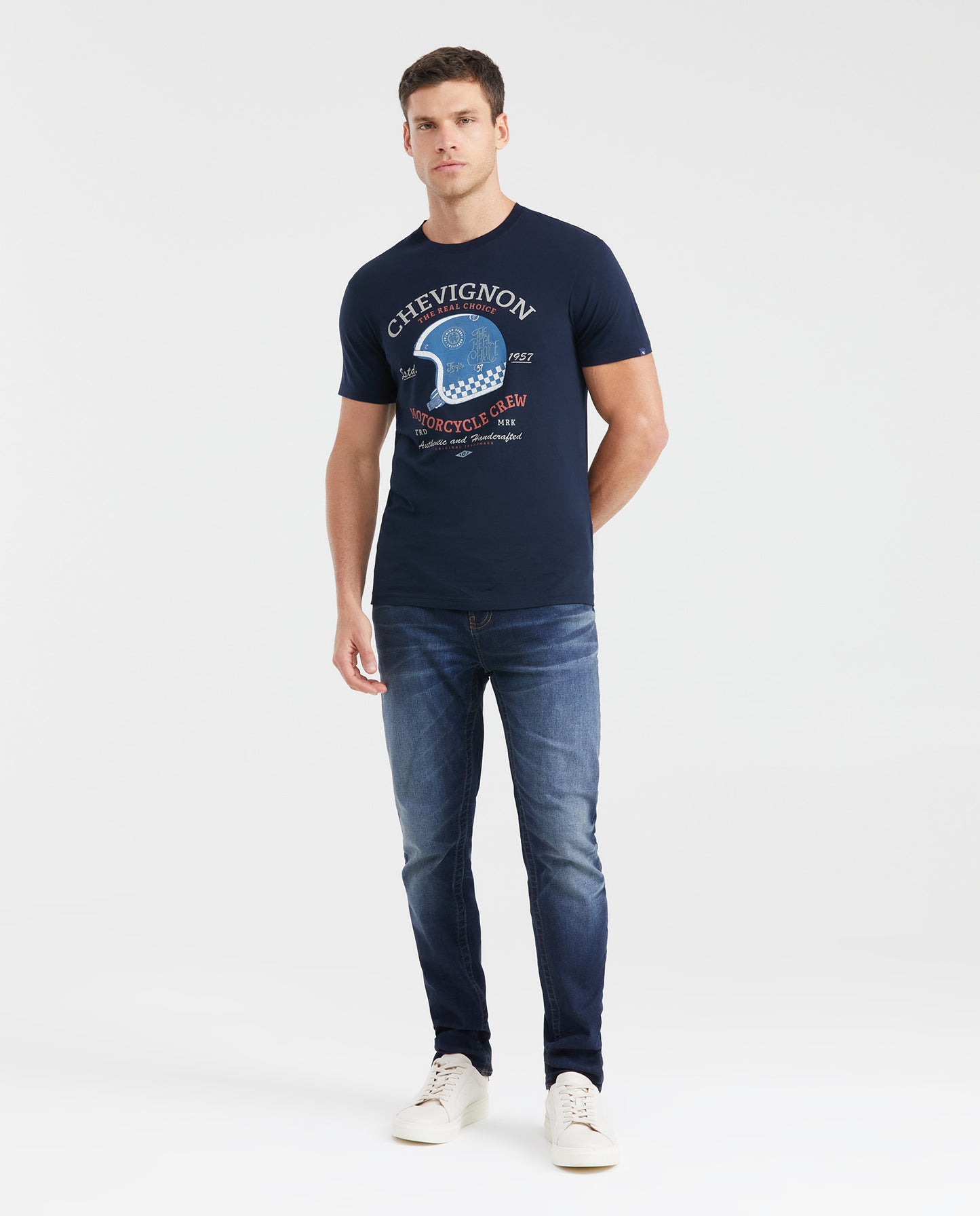 Men's Slim Fit Printed Round Neck T-shirt - Blue - 6