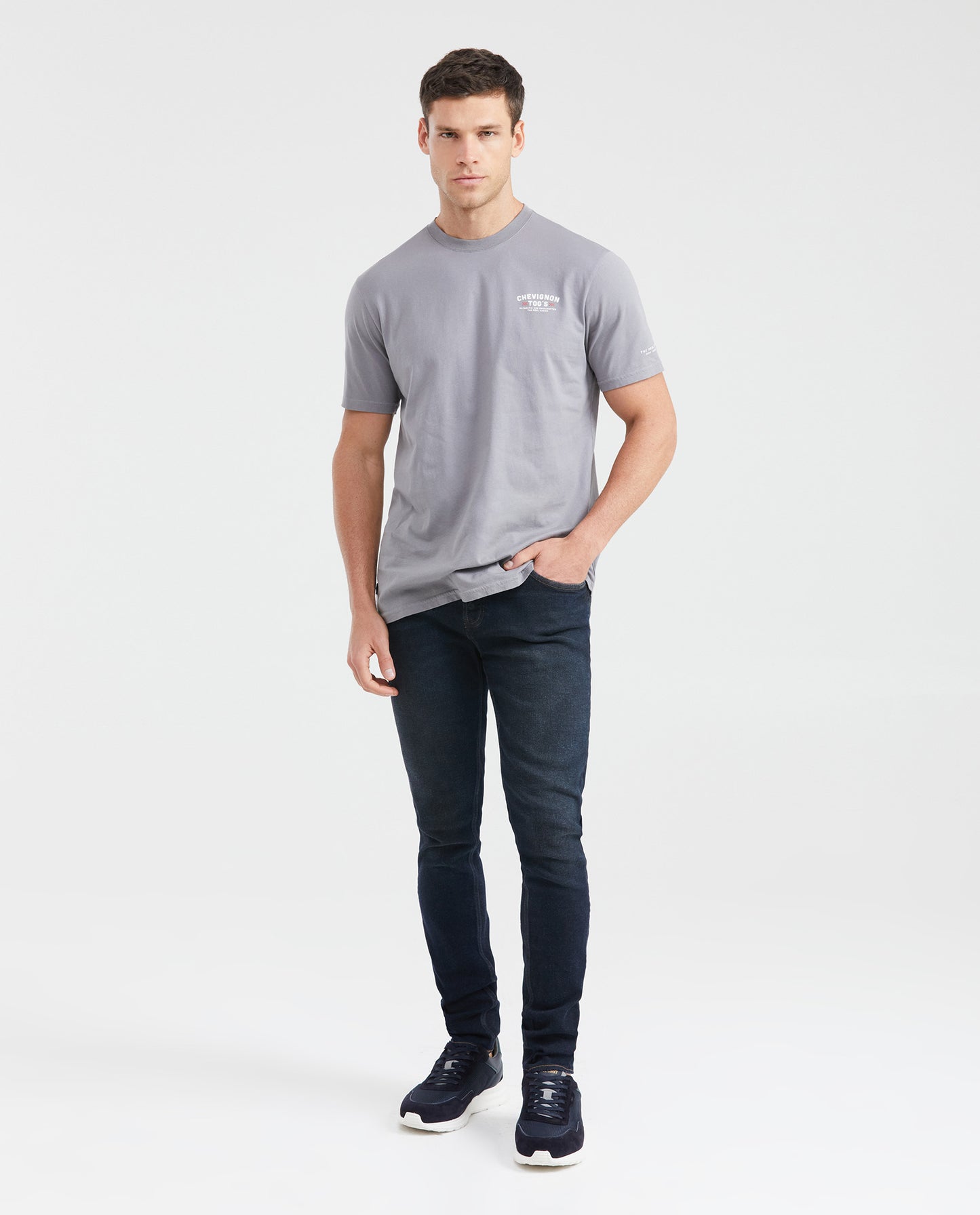 Men's Classic Fit Printed Crew Neck T-shirt - Gray - 6