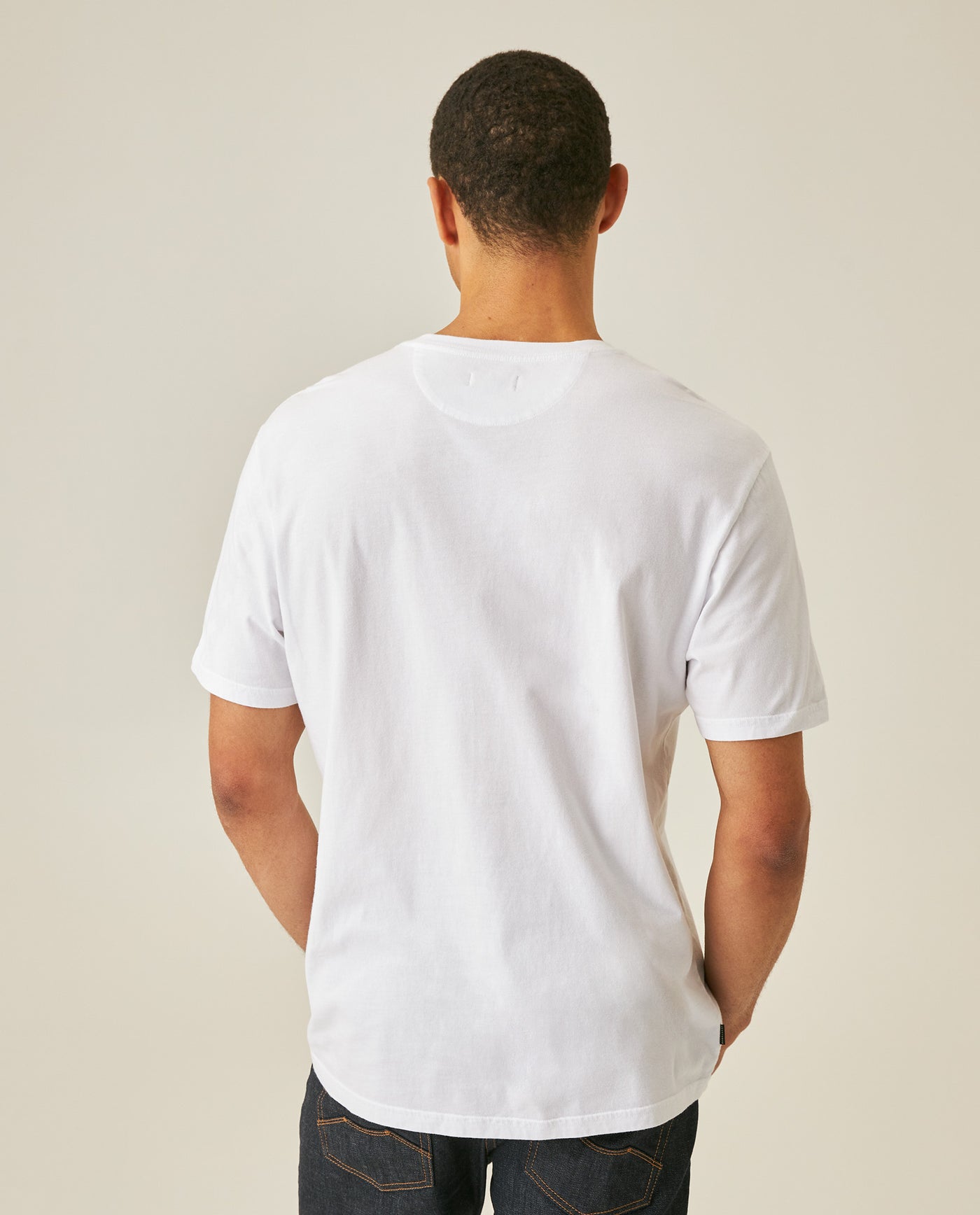Mens T-Shirt Slim Fit Short Sleeve V-Neck Cotton Vibrant Embroidered Duck Heart Point - White 63_641H000_BLA110601_7