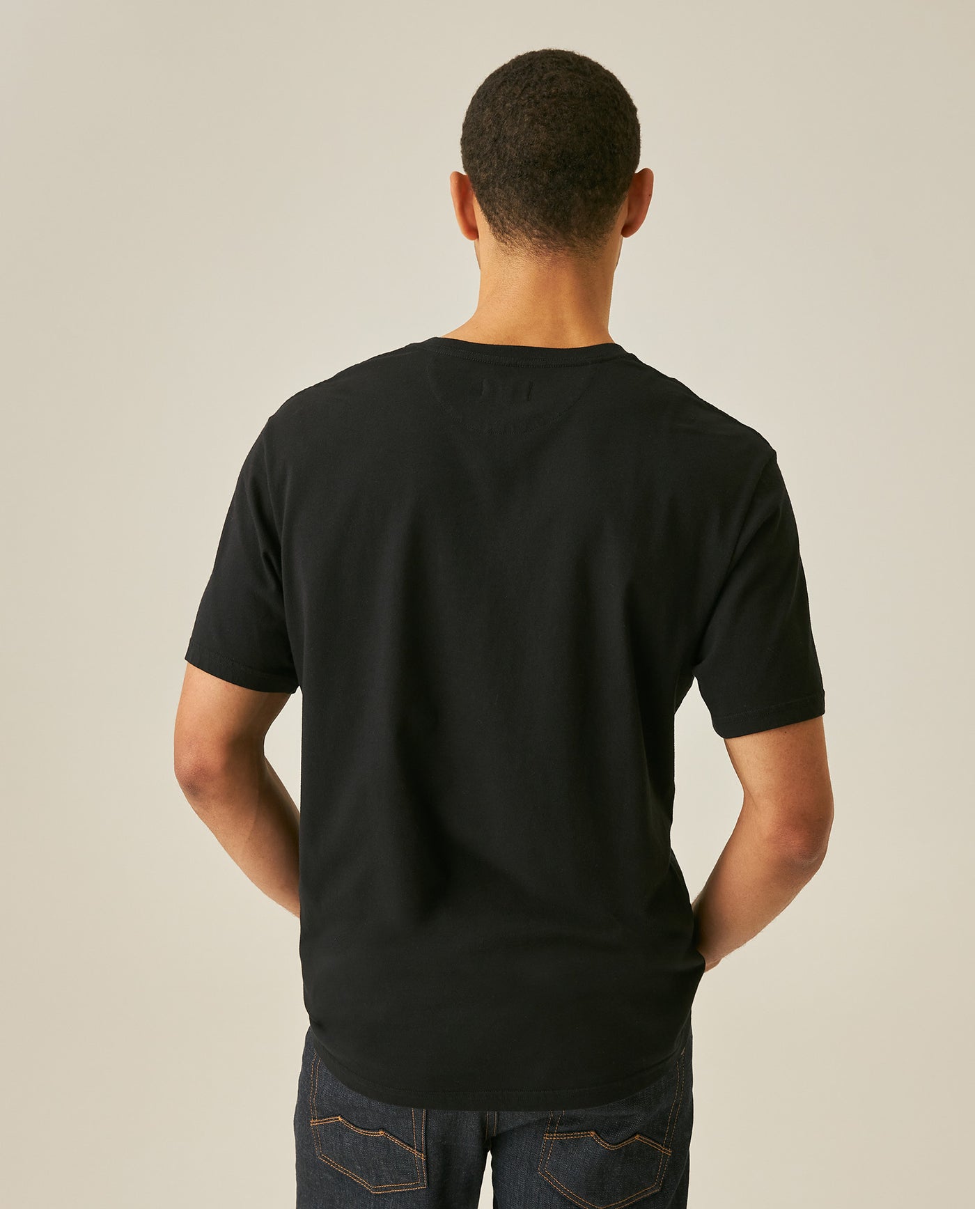 Mens T-Shirt Slim Fit Short Sleeve V-Neck Cotton Vibrant Embroidered Duck Heart Point - Black 63_641H000_NEG194007_6