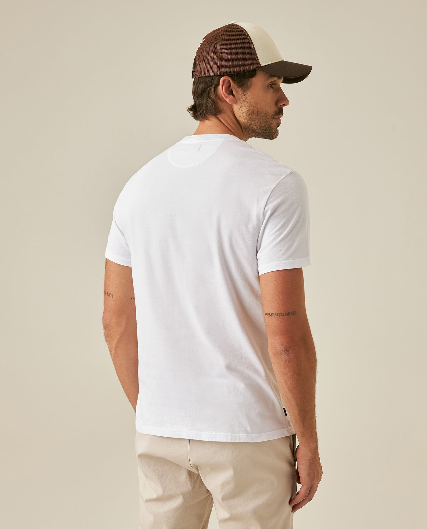 Mens T-Shirt Slim Fit Short Sleeve Crewneck Cotton Vibrant Embroidered Duck Heart Point Chest - White 63_641H001_BLA110601_6