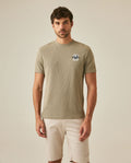 Men's T-Shirt Slim Fit Short Sleeve Cotton Polyester Waffle Texture Chest Embroidery Overlay Label - Green