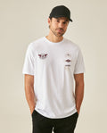 Men's T-Shirt Classic Fit Short Sleeve Cotton Jersey Normalized Patch-Style Graphics - White