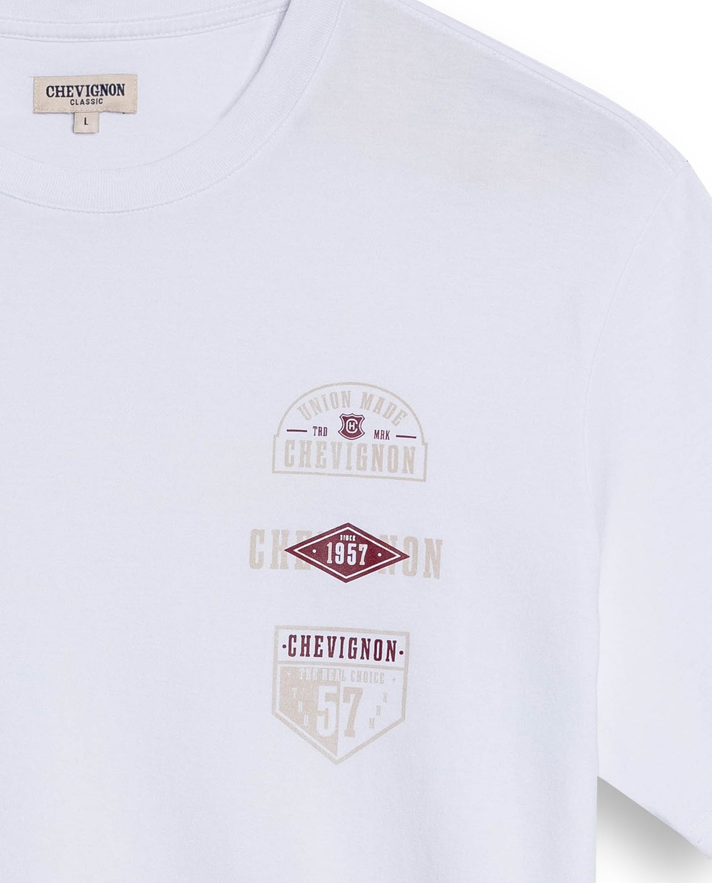 Mens T-Shirt Classic Fit Short Sleeve Cotton Jersey Normalized Patch-Style Graphics - White 63_641H009_BLA110601_8