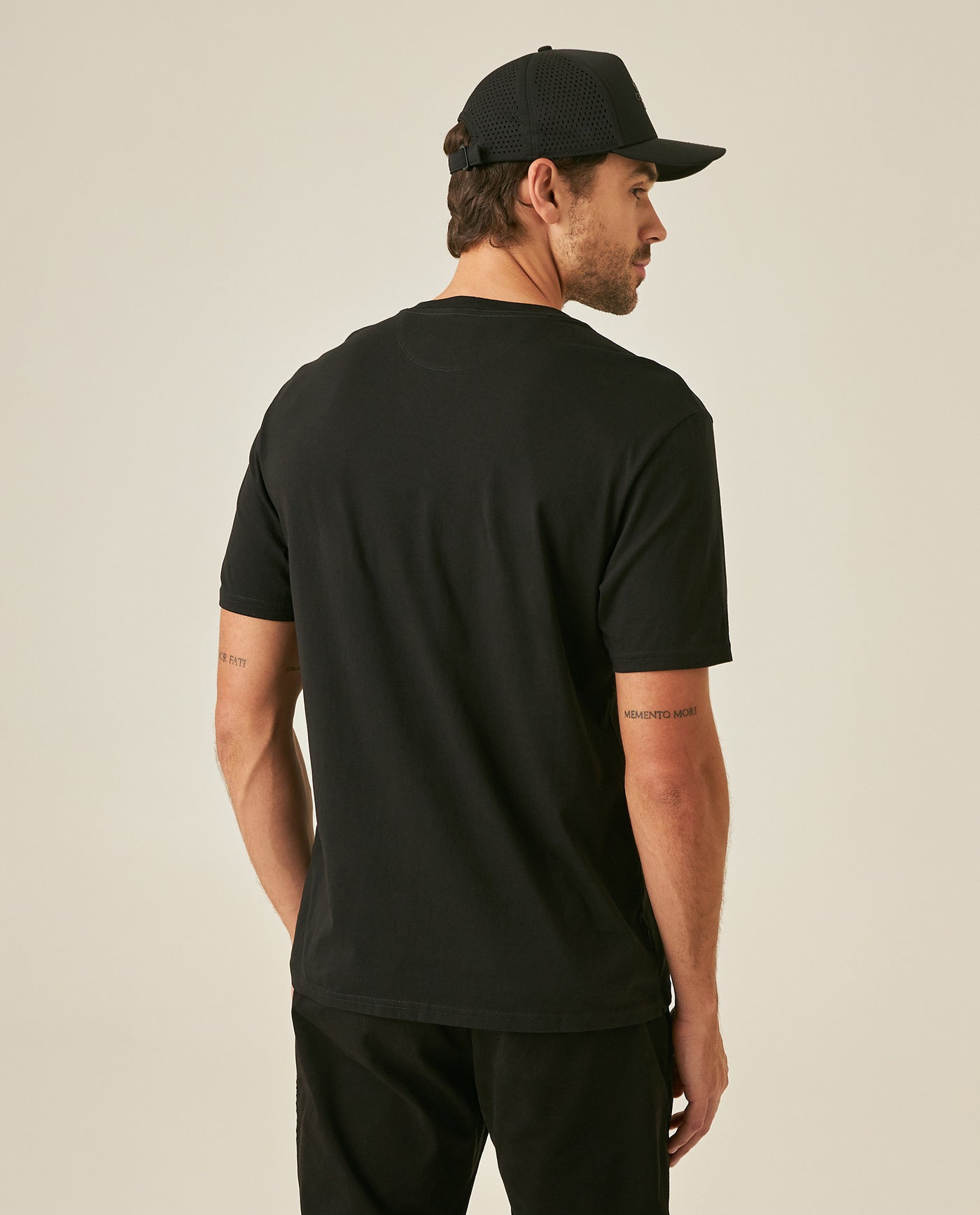 Mens T-Shirt Classic Fit Short Sleeve Cotton Jersey Normalized Patch-Style Graphics - Black 63_641H009_NEG194007_6