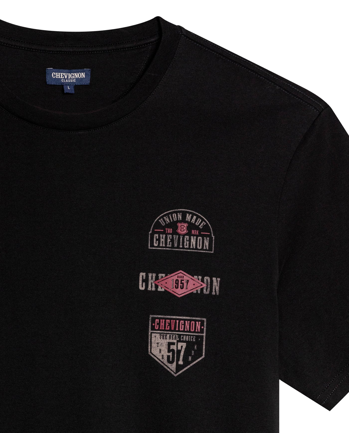 Mens T-Shirt Classic Fit Short Sleeve Cotton Jersey Normalized Patch-Style Graphics - Black 63_641H009_NEG194007_8