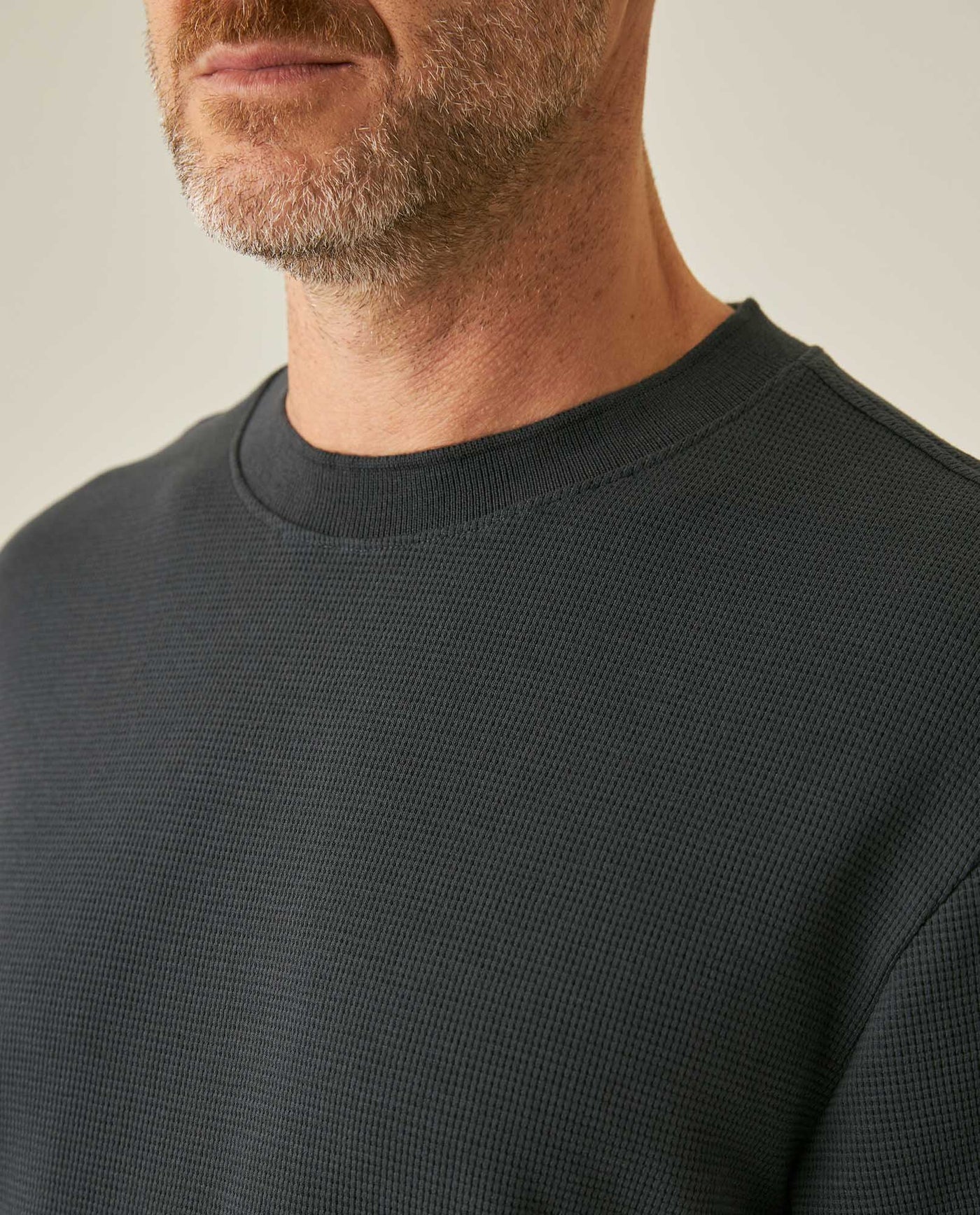 Mens T-Shirt Classic Fit Short Sleeve Cotton Polyester Waffle Texture Distinctive Tactile Dimension - Gray 63_641H012_GRI194406_5