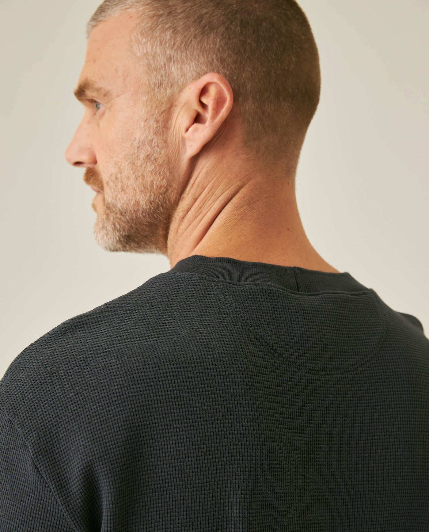 Mens T-Shirt Classic Fit Short Sleeve Cotton Polyester Waffle Texture Distinctive Tactile Dimension - Gray 63_641H012_GRI194406_7