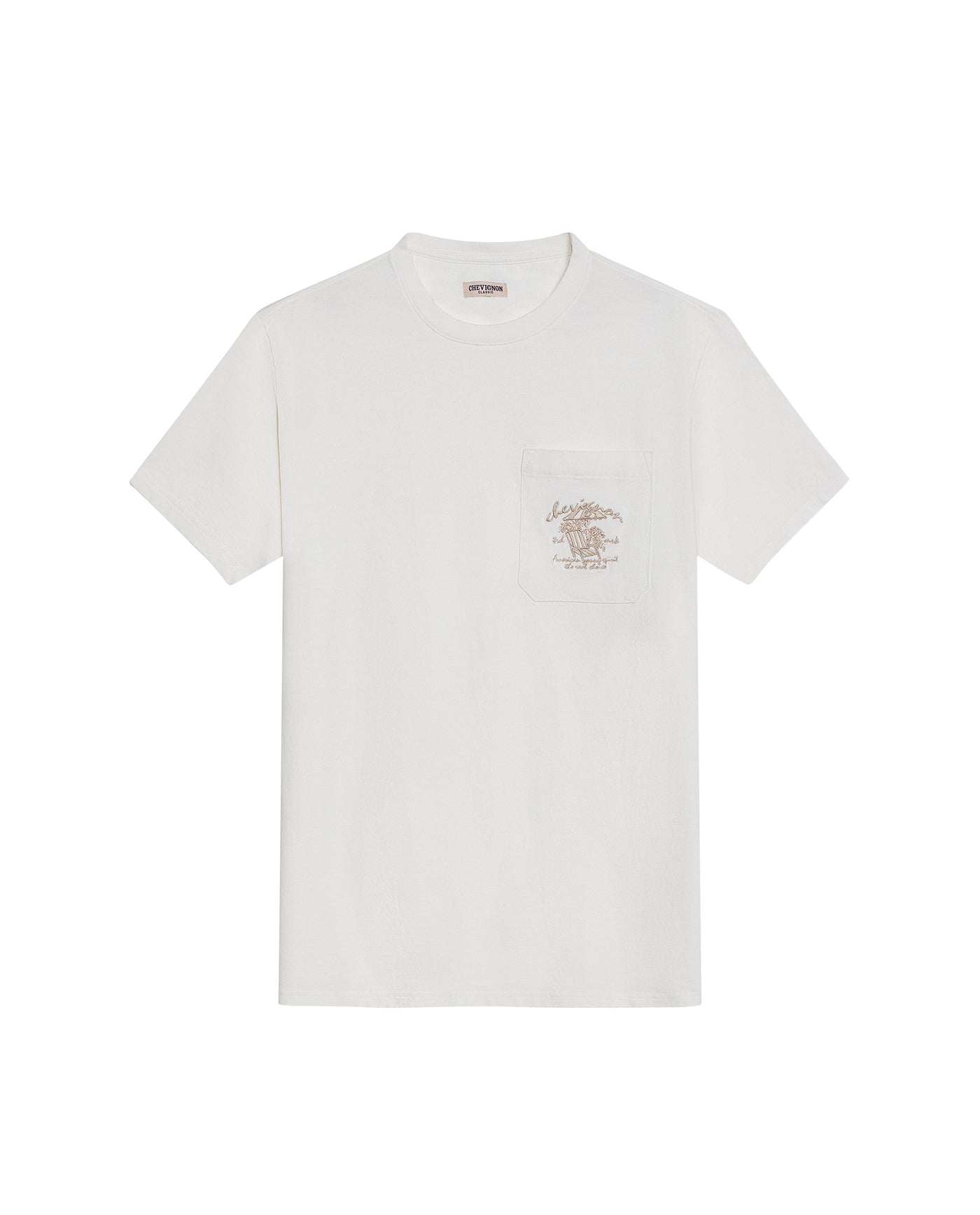 Mens T-Shirt Classic Fit Short Sleeve Cotton Jersey Medium Weight Embroidered Graphics Both Sides Pocket - Raw 63_641H018_CRU110606_3