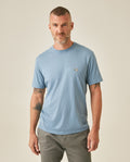 Men's T-Shirt Slim Fit Short Sleeve Crewneck Pima Cotton Vibrant Embroidered Duck Heart Point - Blue