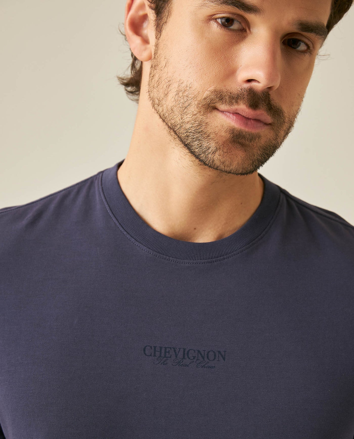 Mens T-Shirt Classic Fit Short Sleeve Cotton Jersey Heavy Washed Front Graphics Back Appliqué - Blue 63_641H021_AZU193924_4