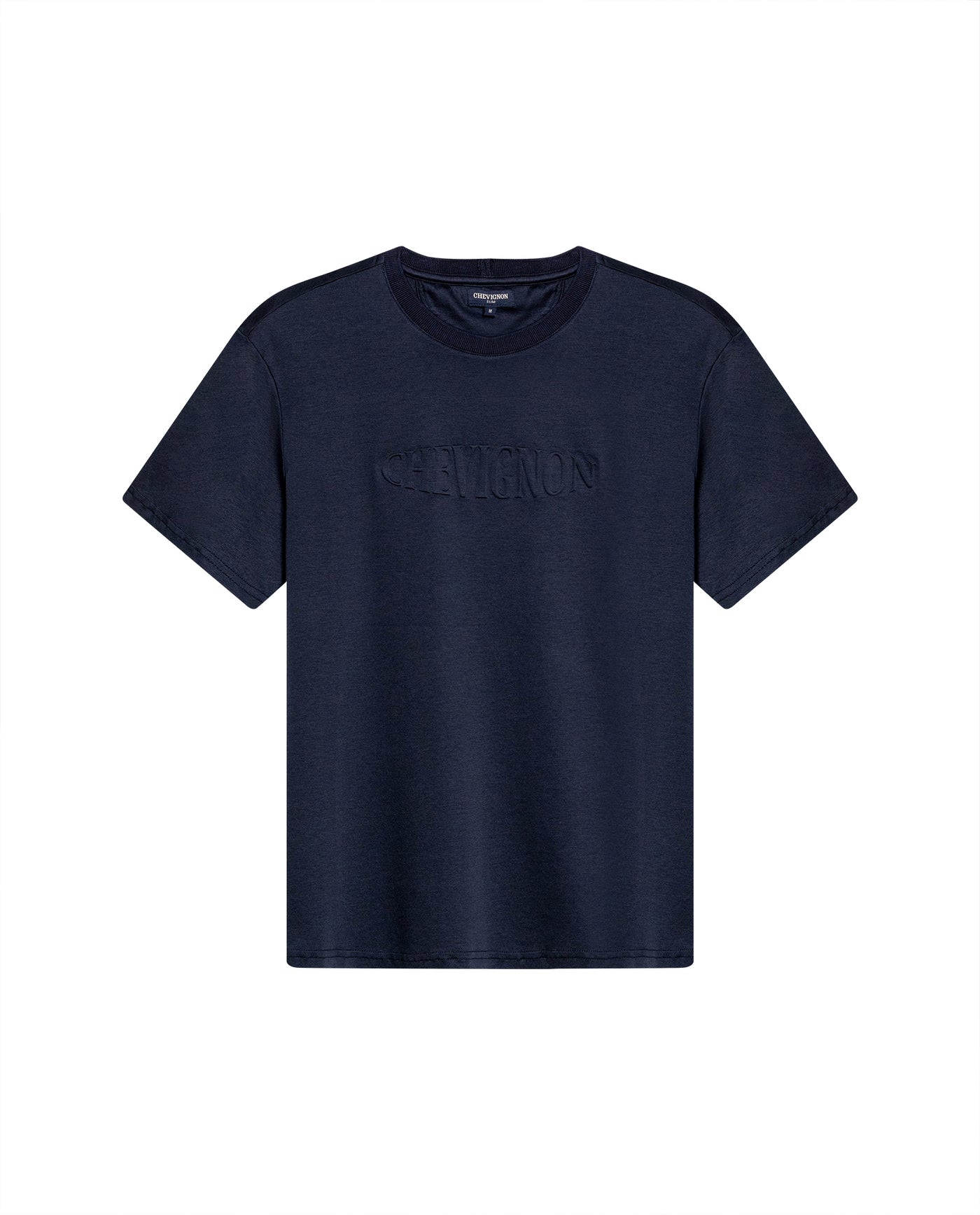 Mens T-Shirt Slim Fit Short Sleeve Modal Cotton Embossed Relief Graphic Touch - Blue 63_641H025_AZU194011_3