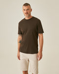 Men's T-Shirt Slim Fit Short Sleeve Cotton Jersey Double Knit Superior Durability Tone on Tone Duck Minimalist - Brown