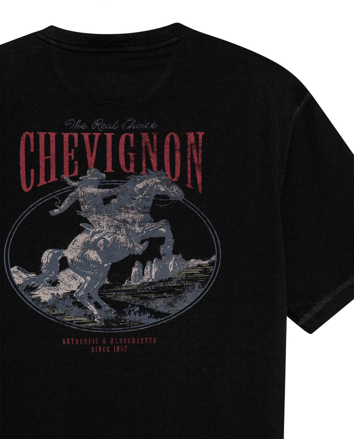 Mens Rodeo T-Shirt Classic Fit Short Sleeve Cotton Jersey Toscana Medium Weight Decorative Seams - Black 63_641H703_NEG194007_8