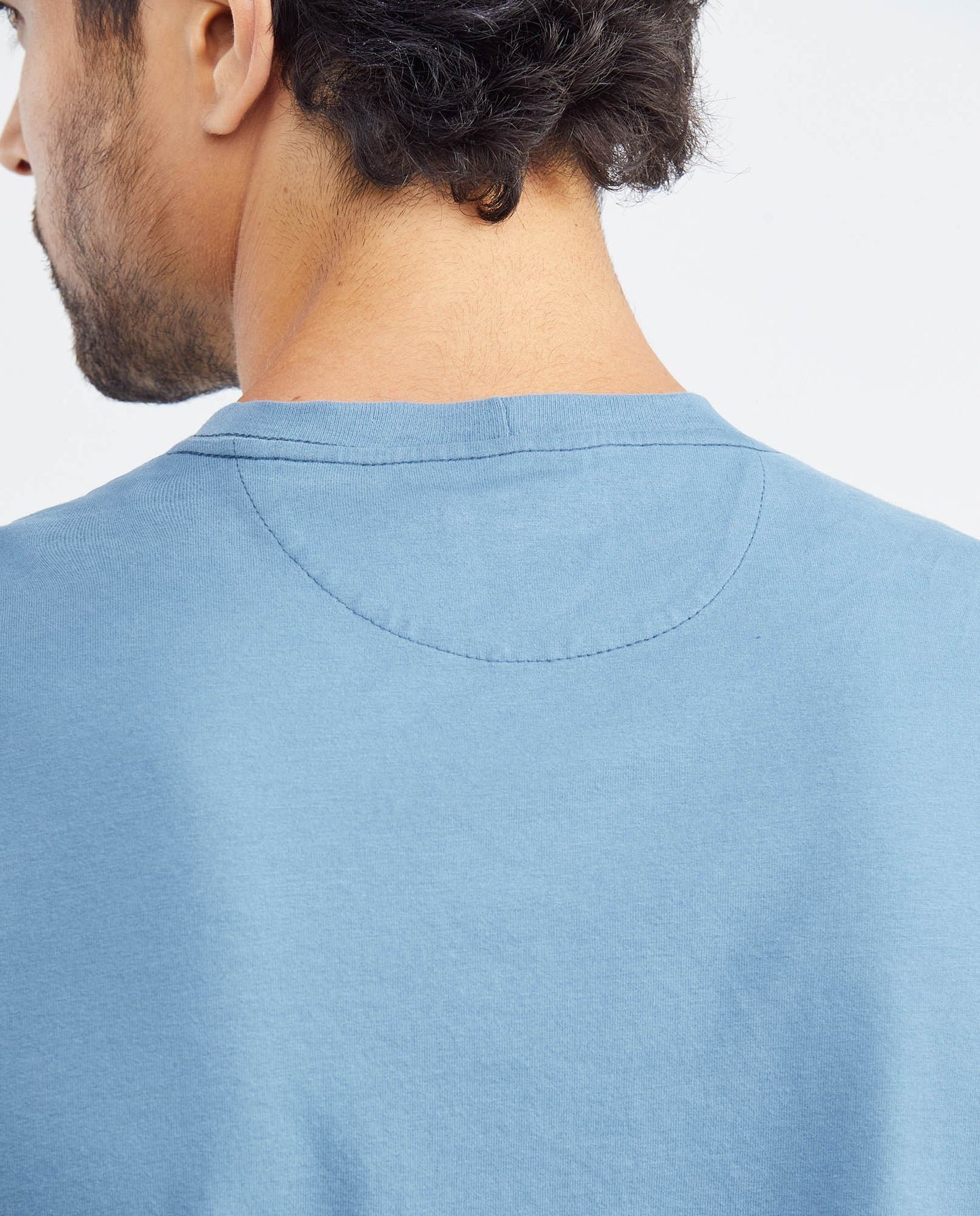 Men's Basic T-shirt, Slim Fit Round Neck - No Front Embroidery - Blue - 6