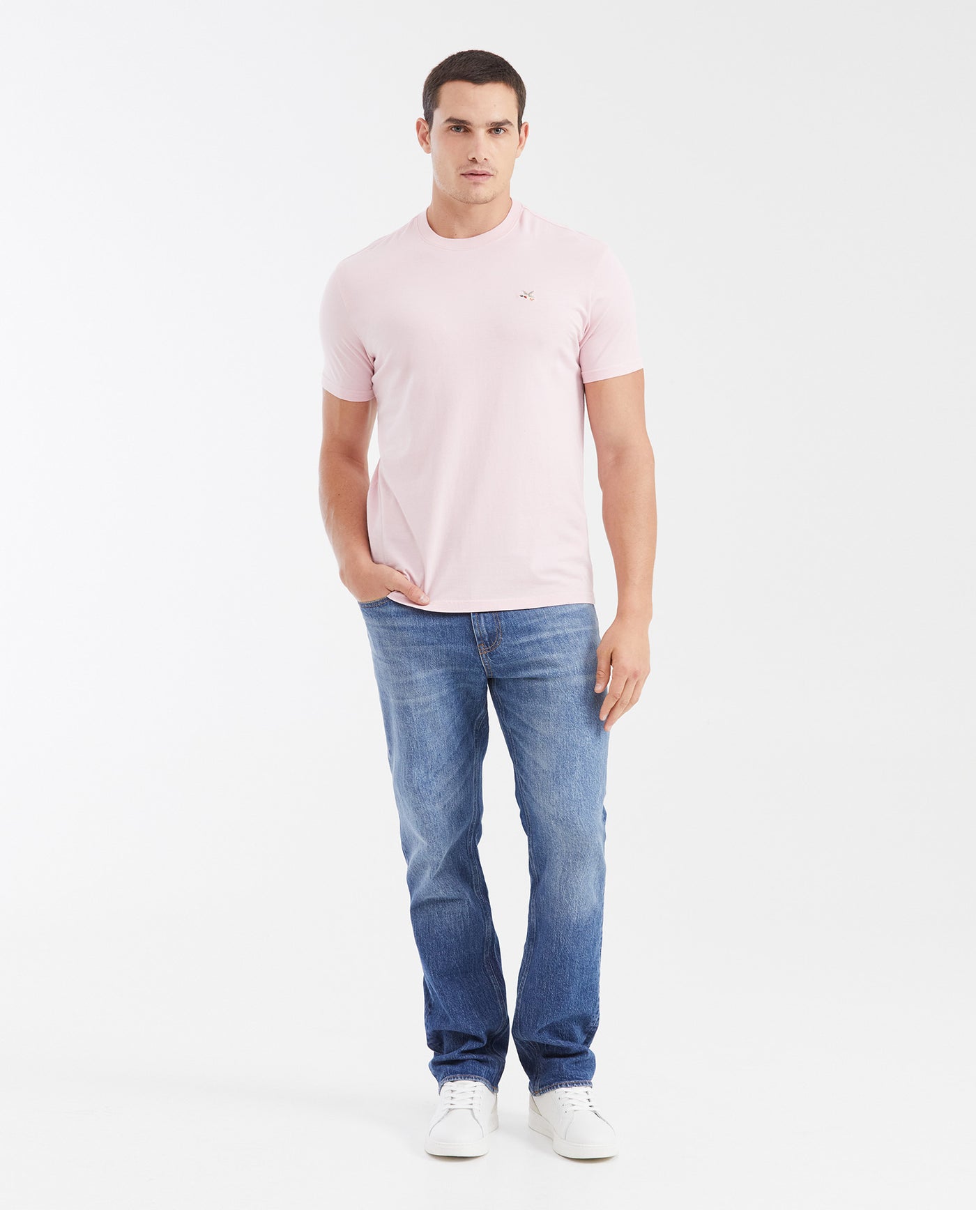 Men's Basic Slim Fit Round Neck Cotton T-Shirt - Pink 642G001 - 2