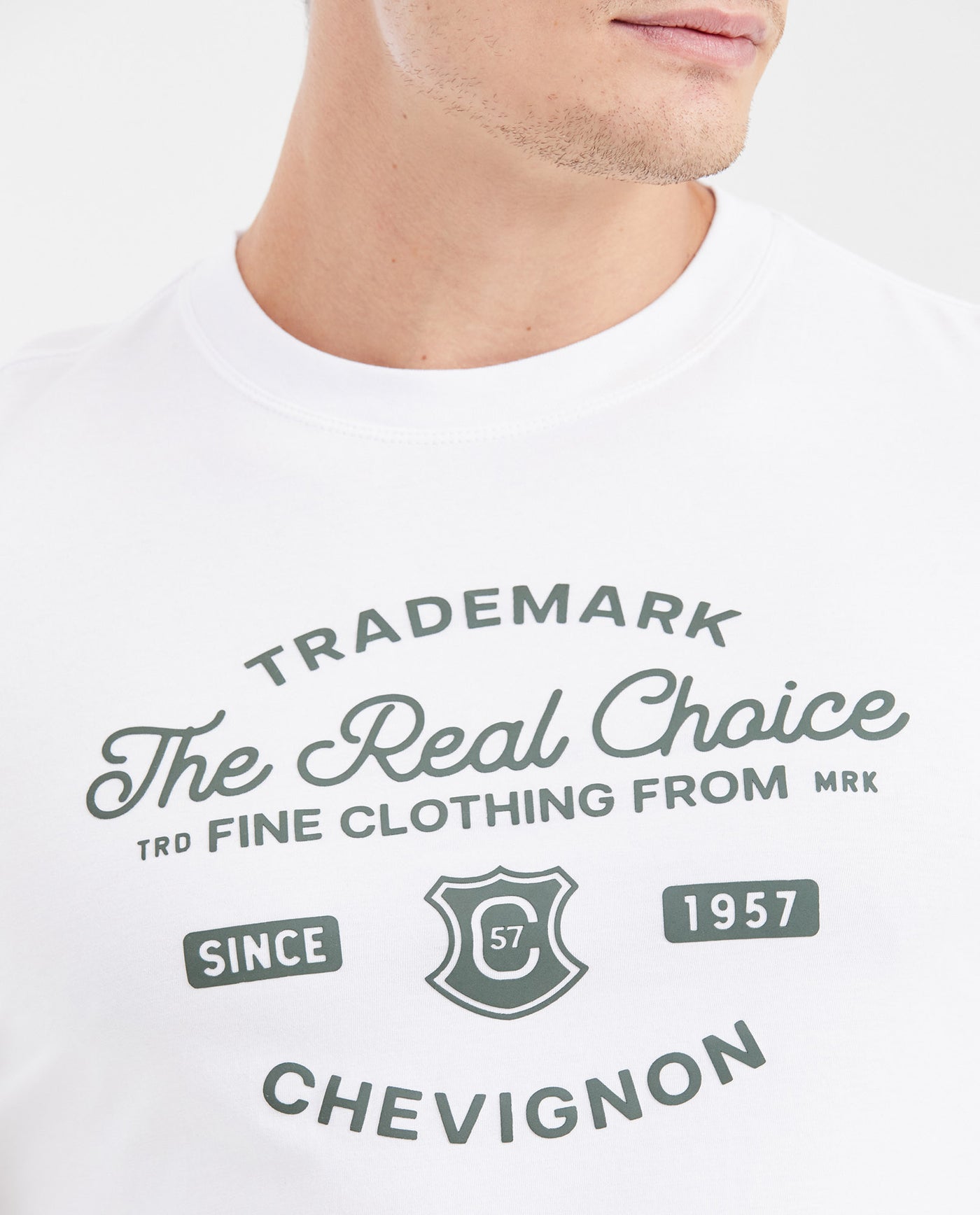 Men's Slim Fit Printed Crew Neck T-Shirt - White 642G003 - 1