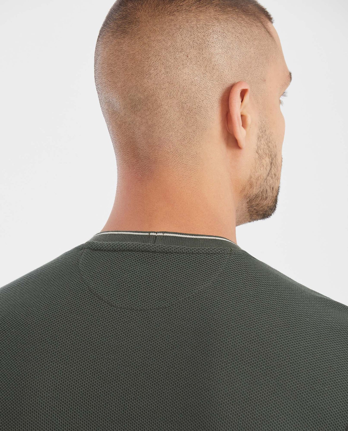 Men's Slim Fit T-shirt with Round Neck in Piqué - Green - 5